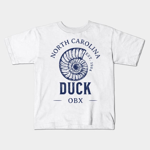 Duck, NC Summertime Vacationing Seashell Kids T-Shirt by Contentarama